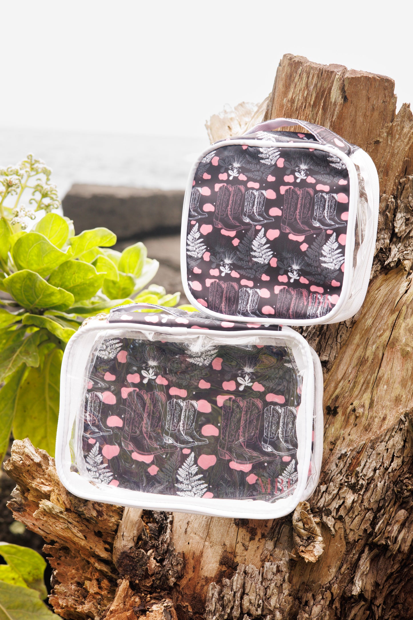 Clear cosmetic pouches with handle